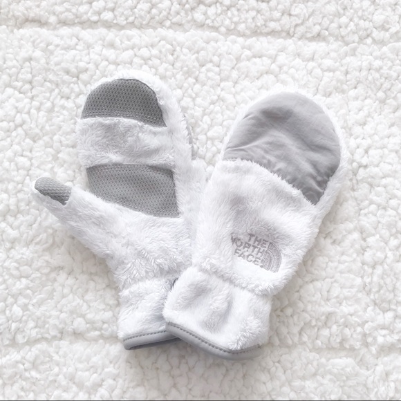 The North Face Kids White and Gray Mittens Girls - Picture 1 of 8